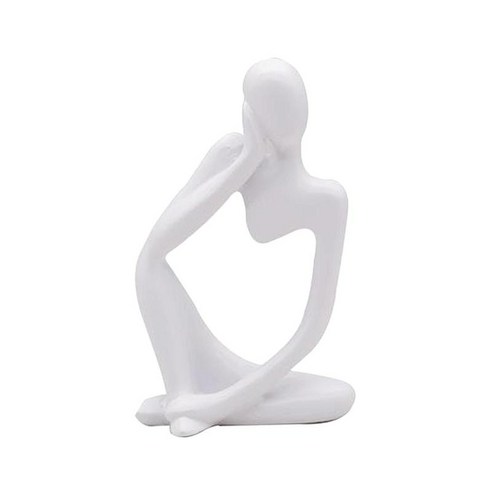 추상 캐릭터 인형 가죽 수지 조각 동상 책상 아트 장식 홈 오피스 데스크탑 장식 장식 DIY 수공예품 선물, 흰색 왼쪽