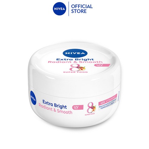 니베아 바디 엑스트라 브라이트 레디언트 스무스 크림 NIVEA Extra 100 ml x 2개(1세트), 12봉, 1세트, 100ml