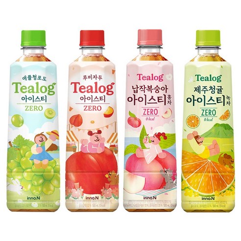 티로그 아이스티500ml 제로칼로리) 납작복숭아6+제주청귤6+루비자두 6개+애플청포도 6개 총24개