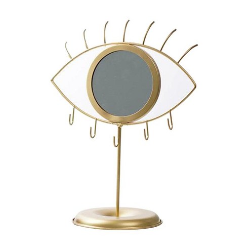 테이블 미러 보석 보관 주최자의 디자인: 금속 스탠드 교수형 거울, 골드, 철