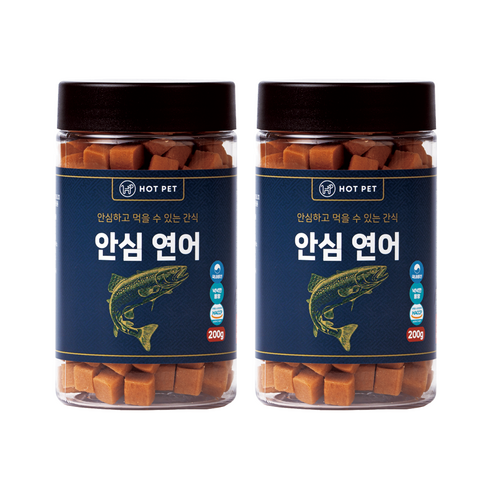 핫펫 강아지 안심 져키 간식 200g 연어 2개 면역 안심