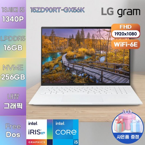 LG 전자 WIN11 노트북 LG gram 15ZD90RT-GX56K 가벼운 노트북 업무용 노트북, FREE DOS, 16GB, 256GB, 코어i5, 화이트