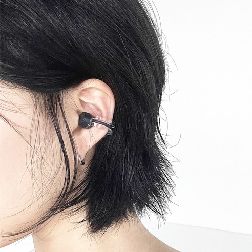 베이식스 귀찌 귀걸이형 블루투스 이어폰 오픈형 무선이어폰 BNE1, 화이트