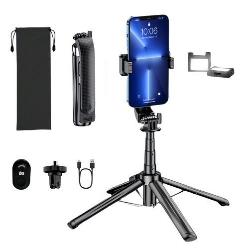 셀프 사진 애호가 필수품: 셀카봉, 삼각대, 보광등이 하나로 있는 편리한 휴대 기기