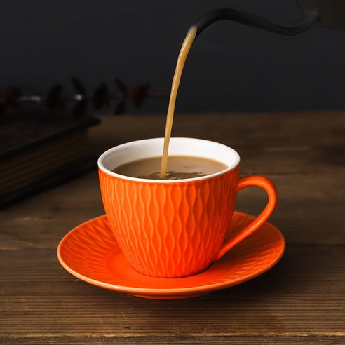 【커피잔】세라믹 커피 컵과 접시 홈 유럽 컵 세트 커피 숍 유럽의 커피 컵 세트, 커피컵과접시0590ml