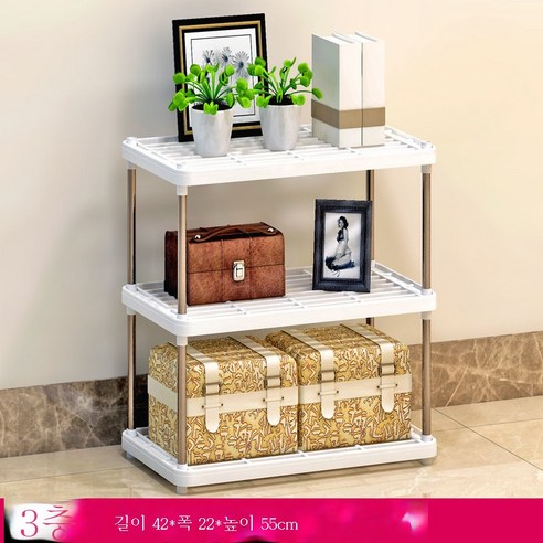 ZZJJC 욕실 화장실 선반 바닥 주방 침실 층간 화장실 삼각수납대 펀치프리, 3단:높이 55cm-화이트색