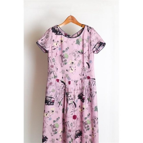 비콜리 린넨 프린트 라인배색 원피스 비꼴리끄원피스