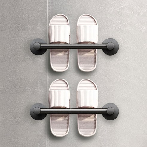 쓰리오브어스 슬리퍼 거치대 욕실 거실 무타공 실내화 걸이 정리대, 2개, 프리미엄 블랙 30cm