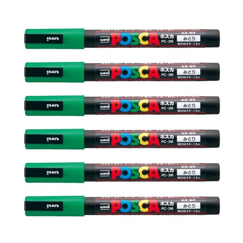 유니 포스카 PC 3M 6개입 1다스, 그린, 1개, 1색