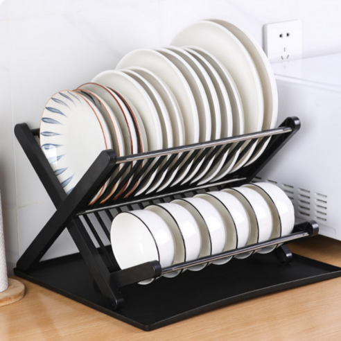 레오블링 접이식 식기건조대 주방 싱크대 그릇 물빠짐 설거지 건조대, 블랙 Best Top5