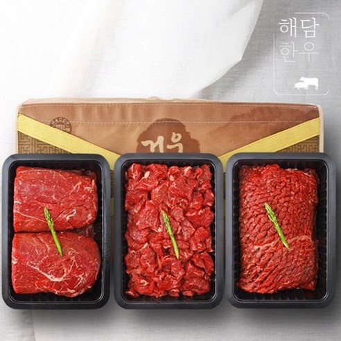 기타 [해담한우] 1등급 한우 감사 정육세트 1호 1.5kg (불고기+국거리+산적/각 500g)