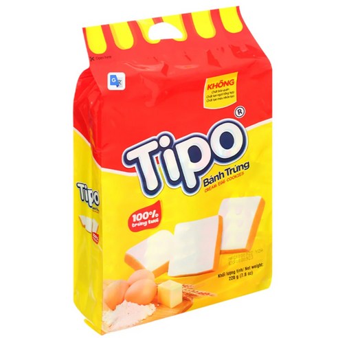 티포 에그쿠키 계란과자 베트남 TIPO EGG COOKIE banh trung, 220g, 3개