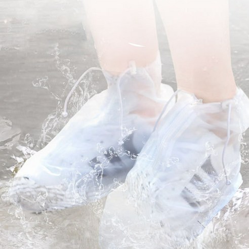라즈온 신발 방수 커버 휴대용 레인슈즈, M, 1개, 투명