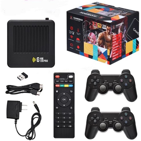조이스틱 G11 프로 게임 박스 4K HD TV 게임 스틱 비디오 게임 콘솔 128G 내장 40000 레트로 게임 24G 무선 게임패드 PS1 GBA FC용, 1. 64G