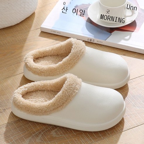 방수면 슬리퍼 보온 실내 미끄럼 방지 벨벳 실내 여자 가정용 커플 두꺼운 바닥 슬리퍼 남자 가을 겨울