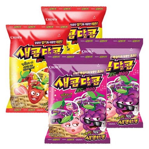 크라운 새콤달콤 포도복숭아 200g x 2 새콤달콤 딸기 레모네이드 200g x 2, 2세트