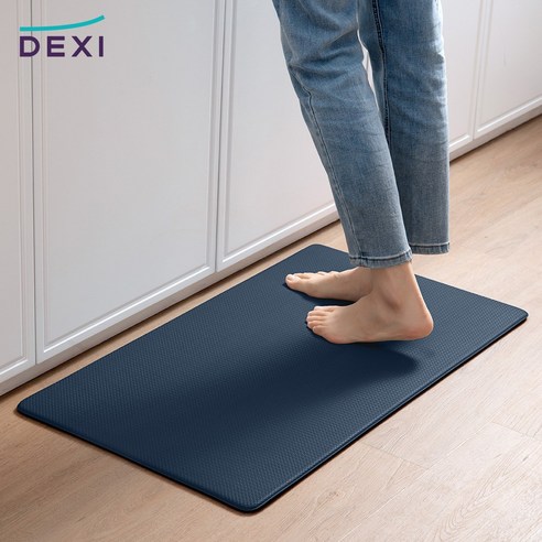 DEXI 쿠션 싱크대 방수 PVC 주방매트, 블루