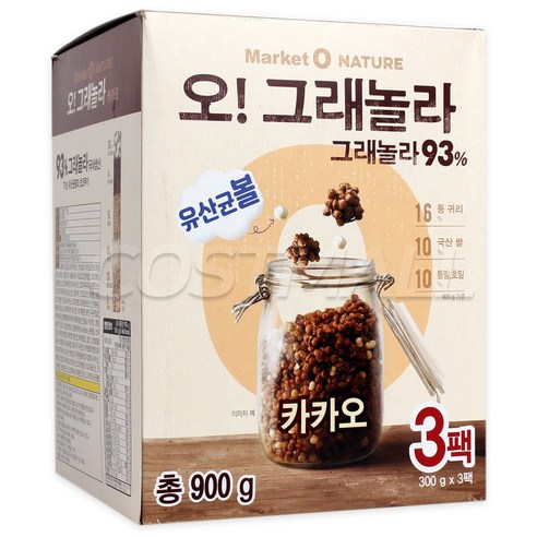 마켓오 오 그래놀라 카카오 300g x 3 시리얼 코스트코, 1세트, 900g