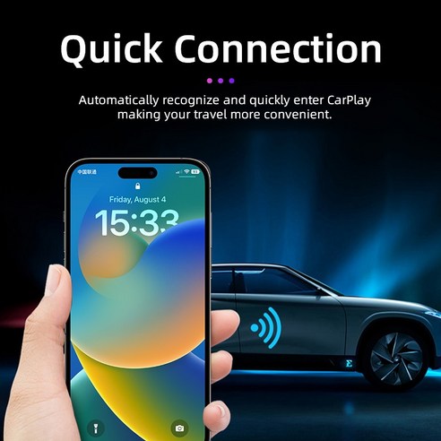 TIMEKNOW 애플 아이폰용 무선 카플레이 어댑터 유선무선 동글 플러그 앤 플레이 USB 연결 자동 자동차 동글, 1.Black, 1.Black
