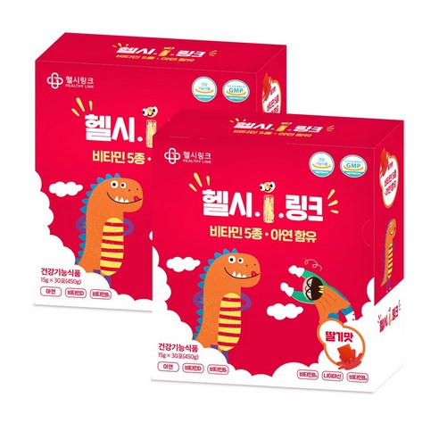 헬시.I.링크 비타민 젤리스틱 딸기맛 30포, 450g, 2개