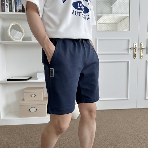 에이프릴랩스 남성 면 혼방 5부 트레이닝 반바지 빅사이즈, 편안한 운동용 패션 아이템!