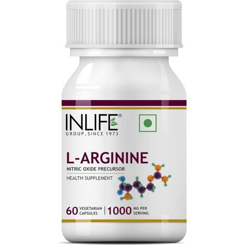 L 아르기닌 캡슐 1000mg 보충제 | 산화질소 전구체 - 채식 60개