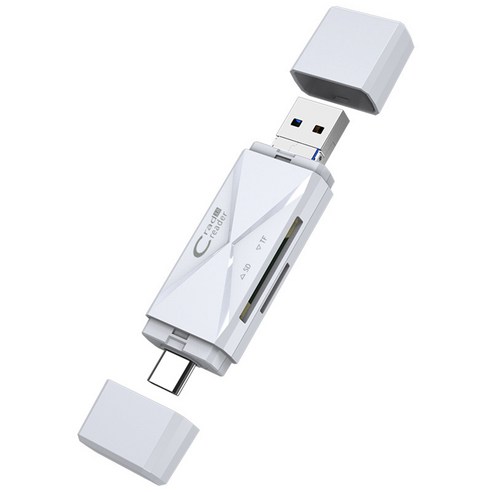SD 카드 리더기 USB 2.0 마이크로 USB 유형 C 카드 리더 SD Micro-SD TF 용 SD 메모리 카드 리더기 USB Type-C CardReader White, 하나, 보여진 바와 같이