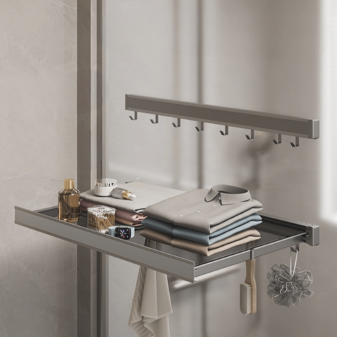 바이앤미 무타공 접이식 슬라이드 욕실 선반으로 좁은 욕실을 넓고 편리하게!