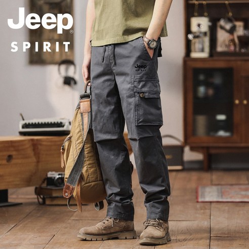 JEEP SPIRIT 남성 캐쥬얼 밴딩 카고 바지 밀리터리 스판 건빵 팬츠 JP6697