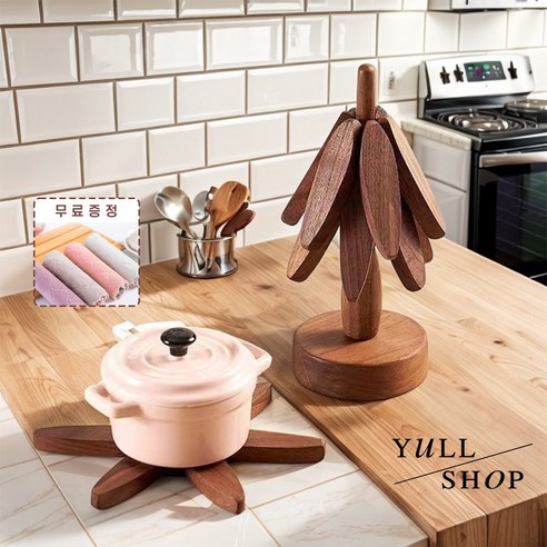yullshop 나무 냄비받침 트리 우드, 월넛, 1세트