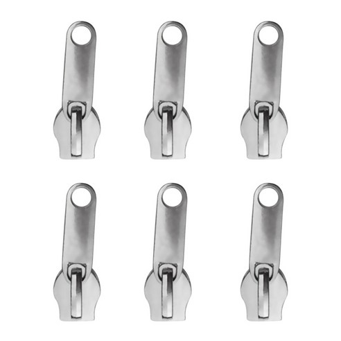 6 조각 #10 유니버설 인스턴트 픽스 지퍼 수리 교체 지퍼 슬라이더 치아 구조 재봉 도구, 실버, 아연 합금