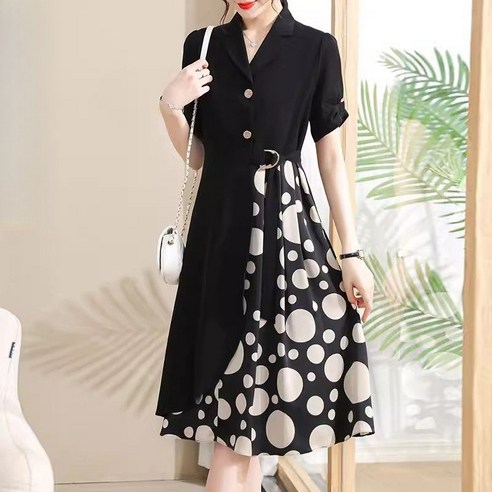 예니브 중년 여성스러운 엄마옷 여름 원피스 정장 중장년 여성 롱스커트