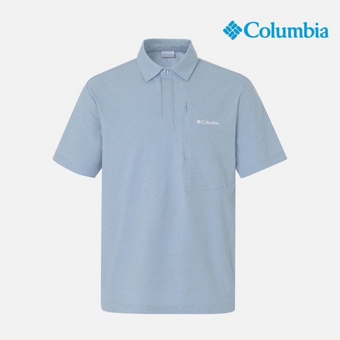 컬럼비아 남성 히든 버튼 포켓 카라티셔츠: 하늘을 담은 듯 산뜻한 여름 스타일 완성 컬럼비아