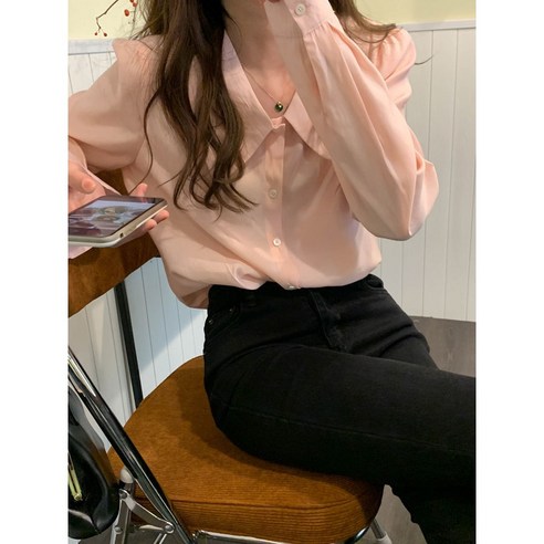 시크 터틀넥 래글런 상의 여 레이어드 시오버핏 긴팔 셔츠 러시