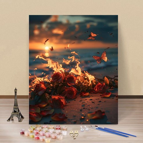 DIY 풍경화 유화 그림그리기 키트, 40*50cm, B120불꽃나비, 1개