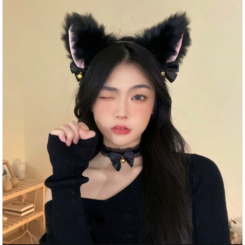 할로윈 섹시 고양이 머리띠 코스프레 코스튬 악세사리, 화이트, 1세트
