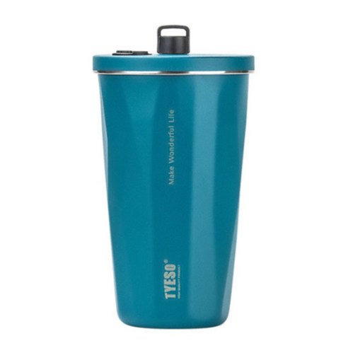 에코럭키 팝업 스트로우 텀블러 600ml 빨대 청소솔 포함, 1개, TYESO 텀블러-레이크블루