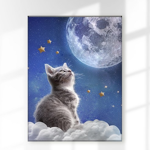 엔픽아트 캔버스형 보석십자수 40x50cm, MK015 동물 구름 위 고양이, 1개