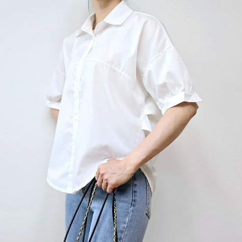 바이엘라 여성 루즈핏 반팔 블라우스 셔츠