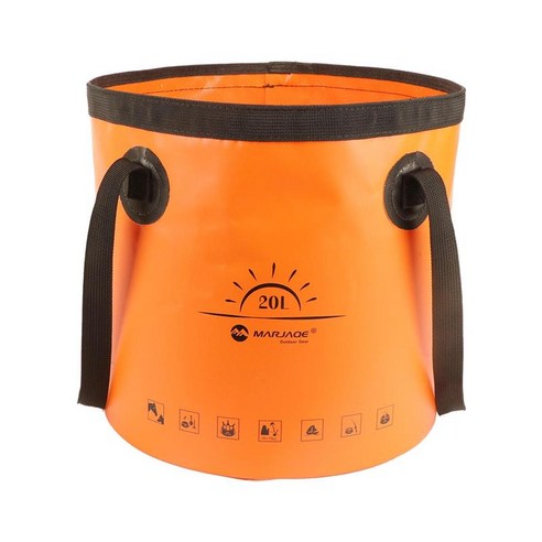 캠핑용 접이식 물통 접이식 물통 휴대용, 주황색, 20L, PVC