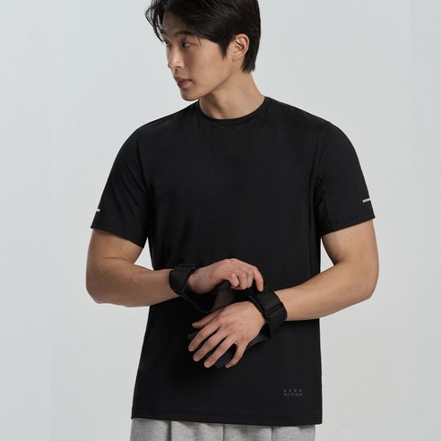 아테즈 남성용 기능성 드라이 쿨링 스판 무지 라운드 반팔 티셔츠 헬스 운동 러닝 반팔티
