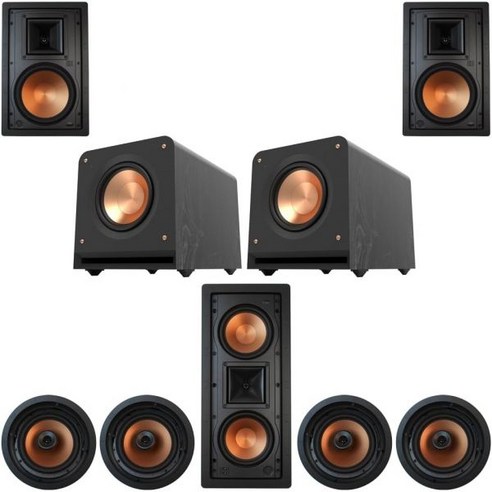 Klipsch 7.2 in-Wall System with 4 CDT-5800C II 1 R-5502W 2 R-5800W RP-1000SW, Klipsch 7.2 in-Wall System wit