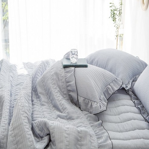 냉감 항균 모기차단 누빔 프릴 양면 시어서커 여름 차렵 이불 패드 세트 SS Q K LK 사이즈