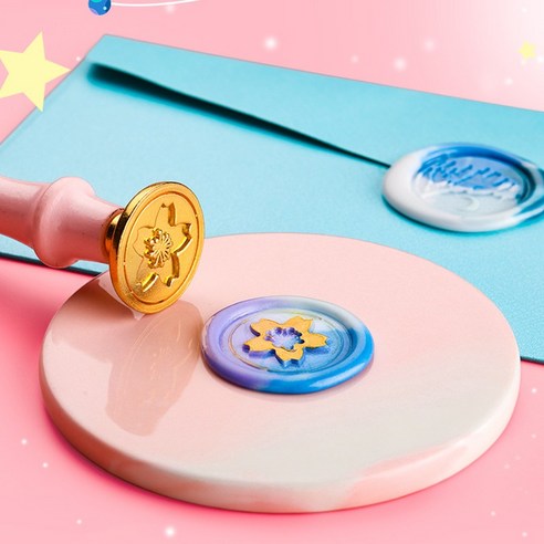다양한 색상의 실링 왁스와 도장, 스탬프를 포함한 LOVFIR 실링왁스 입문 세트