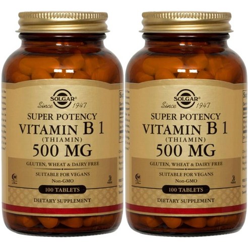 솔가 슈퍼 포텐시 비타민 B1 (티아민) 500mg 타블렛 비건, 2개, 100정