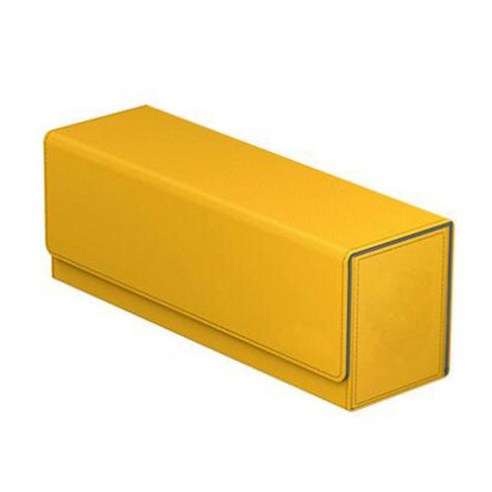 400 카드 케이스 용 PU 트레이딩 카드 홀더 카드 데크 박스, 310x95x112mm, PU 가죽, 노란색