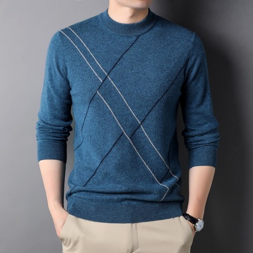 Mao캐시미어 스웨터 남자 순수 캐시미어 스웨터 라운드 목 두꺼운 스웨터 스웨터 스트라이프 겨울 셔츠