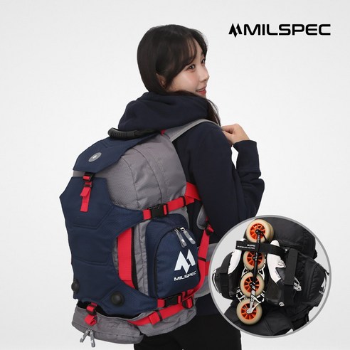 MILSPEC 성인 인라인스케이트 가방 어른용 스포츠 백팩, BLACK
