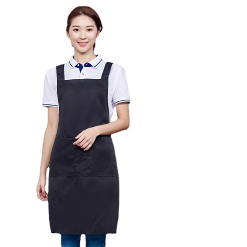 ANKRIC 가정용 방유 방오 및 먼지 방지 이중 어깨 X-스트랩 앞치마 원피스앞치마, 검은 색