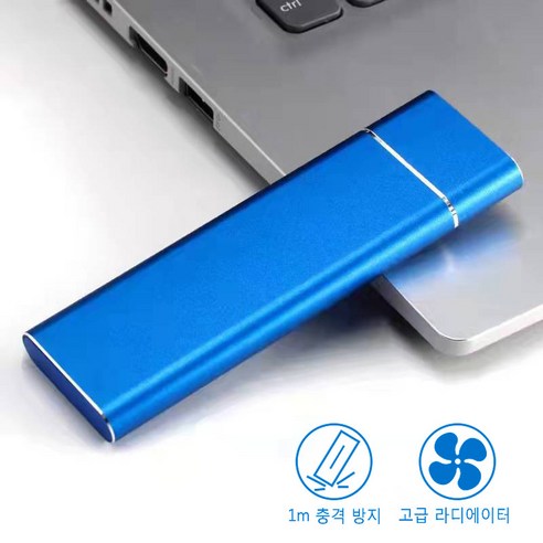 ATION 4Tb 외장하드 USB 3.1 고속 SSD, 블루 4TB Type-C